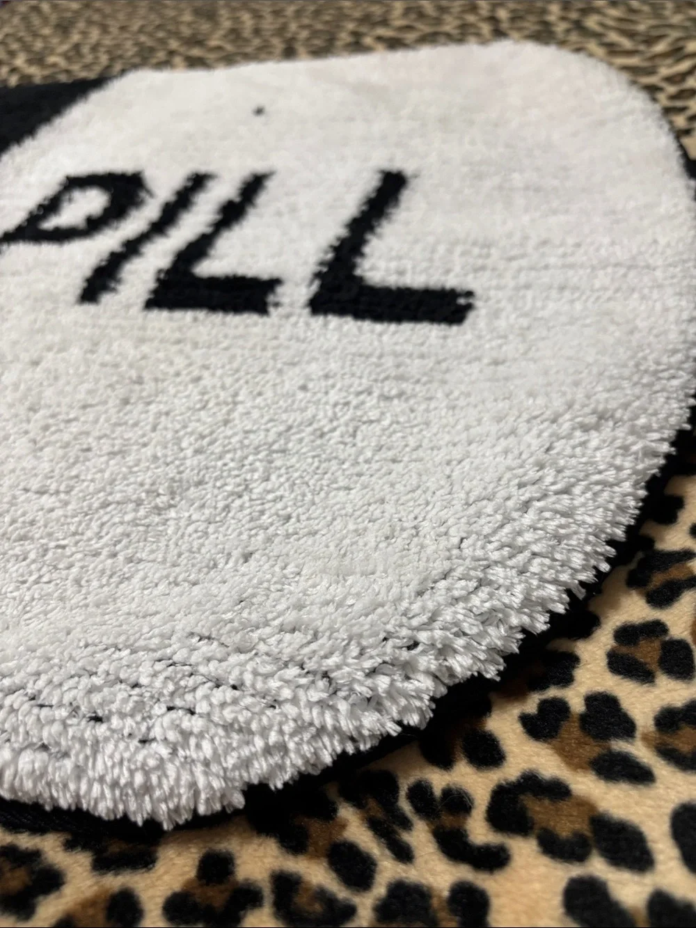 CHILL PILL 🖤🤍Bath Mat Rug Black White Dorm Home Funny Cute Decor Mental Health